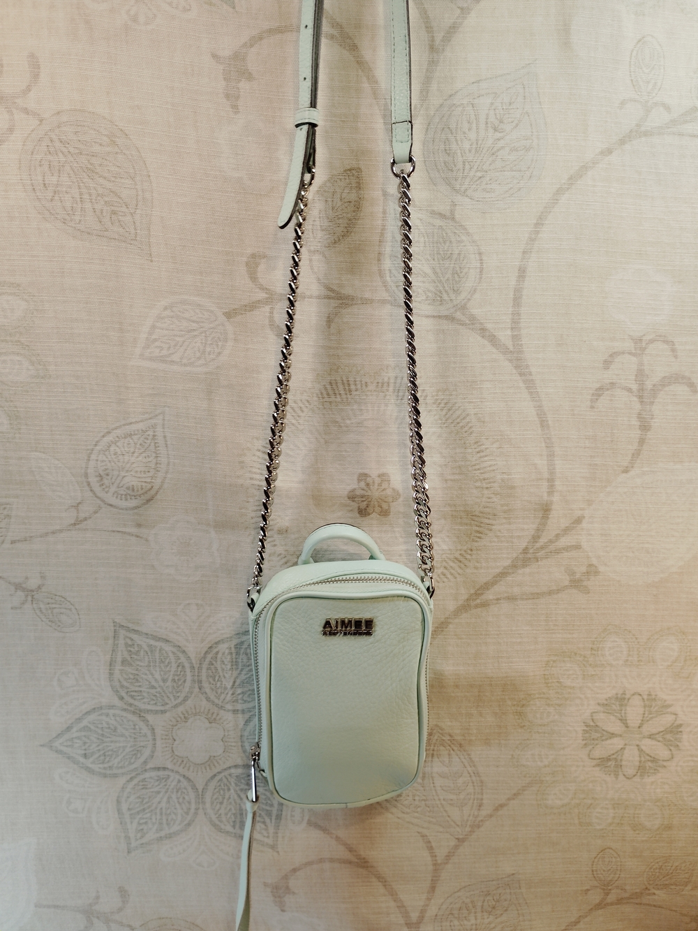 Aimee Kestenberg Mint Green Crossbody Bag with Silver Chain - Picture 4 of 5